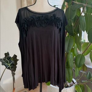 All Saints Black Orchid Decay Sleeveless Blouse with Floral Detail